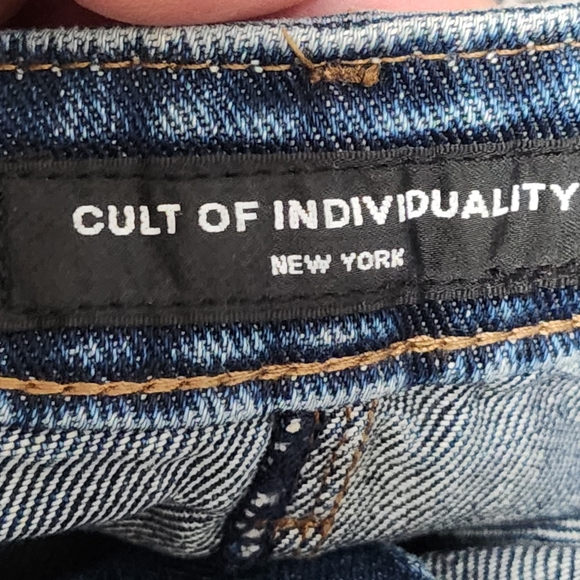CULT OF INDIVIDUALITY Denim Skirt Womens Size 28 LONG Distressed Ripped Grunge - Picture 12 of 16
